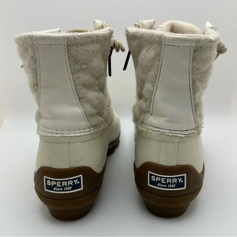 Sperry Syren Gulf Wool Quilt Side Zip Duck Boots Ivory STS85647 - Picture 6 of 10